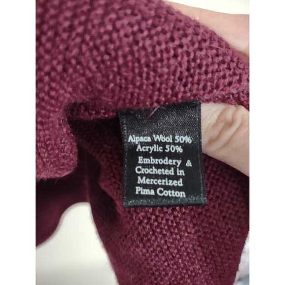 Alpaca Fashion Burgundy Sweater Cape One Size Made in Peru Timeless Quiet Luxury - Picture 3 of 5